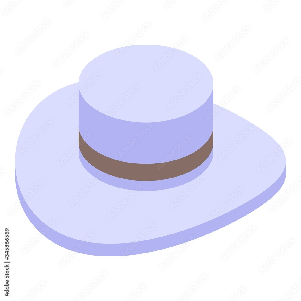 White man hat icon. Isometric of white man hat vector icon for web design isolated on white background White man hat icon. Isometric of white man hat vector icon for web design isolated on white background