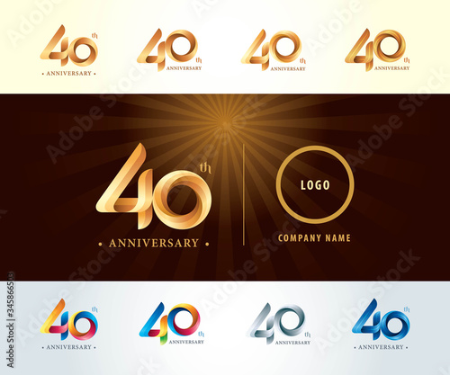 Set of 40th Anniversary logotype design, Forty years celebration Anniversary Logo