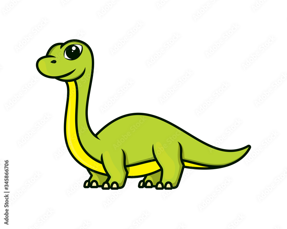 Naklejka premium Cute and Sweet Brontosaurus Mascot Illustration