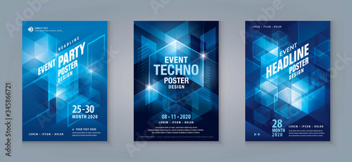 Business Flyer Poster Design Set. Layout Template, Abstract techno Geometric Background