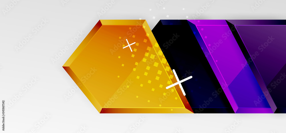 Metal glossy shiny geometric shapes with 3d effect composition. Techno futuristic vector abstract background For Wallpaper, Banner, Background, Card, Book Illustration, landing page