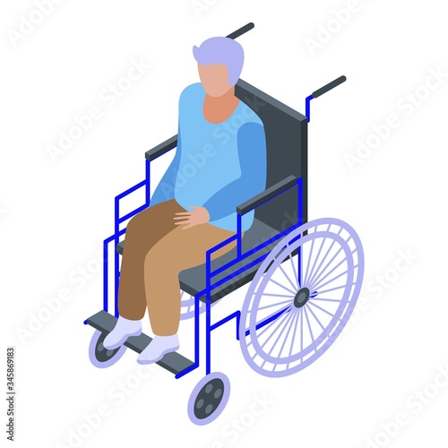 Man alzheimers disease in wheelchair icon. Isometric of man alzheimers disease in wheelchair vector icon for web design isolated on white background