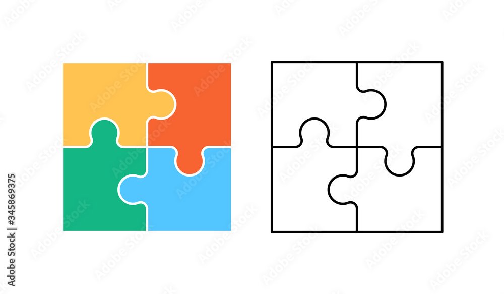 Puzzle icon. Flat Style. isolated on white background Puzzle icon. Flat Style. isolated on white background