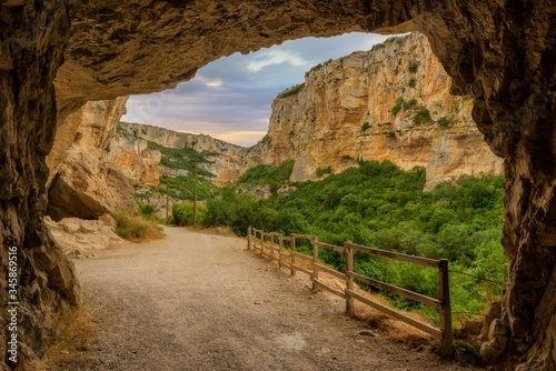 Cave in the greenway of Irati in Navarra photo