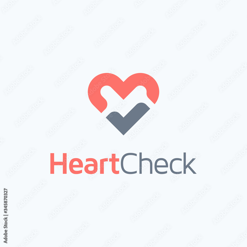 Heart with check mark logo design vector template