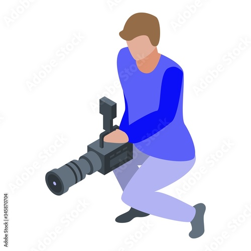 Professional cameraman icon. Isometric of professional cameraman vector icon for web design isolated on white background