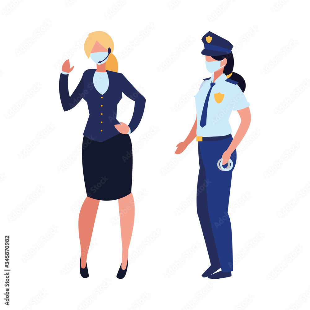 professional women wearing face mask