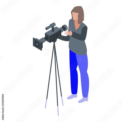 Woman cameraman icon. Isometric of woman cameraman vector icon for web design isolated on white background