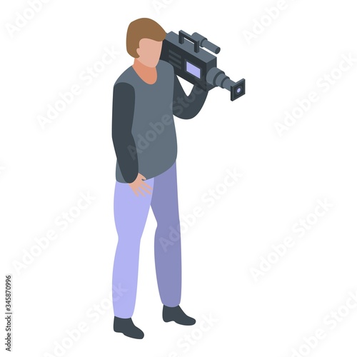 Cameraman shoot icon. Isometric of cameraman shoot vector icon for web design isolated on white background