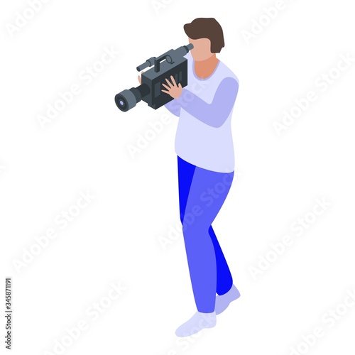 Television cameraman icon. Isometric of television cameraman vector icon for web design isolated on white background