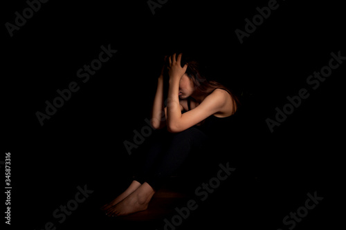 Girl depressed from loneliness and stress