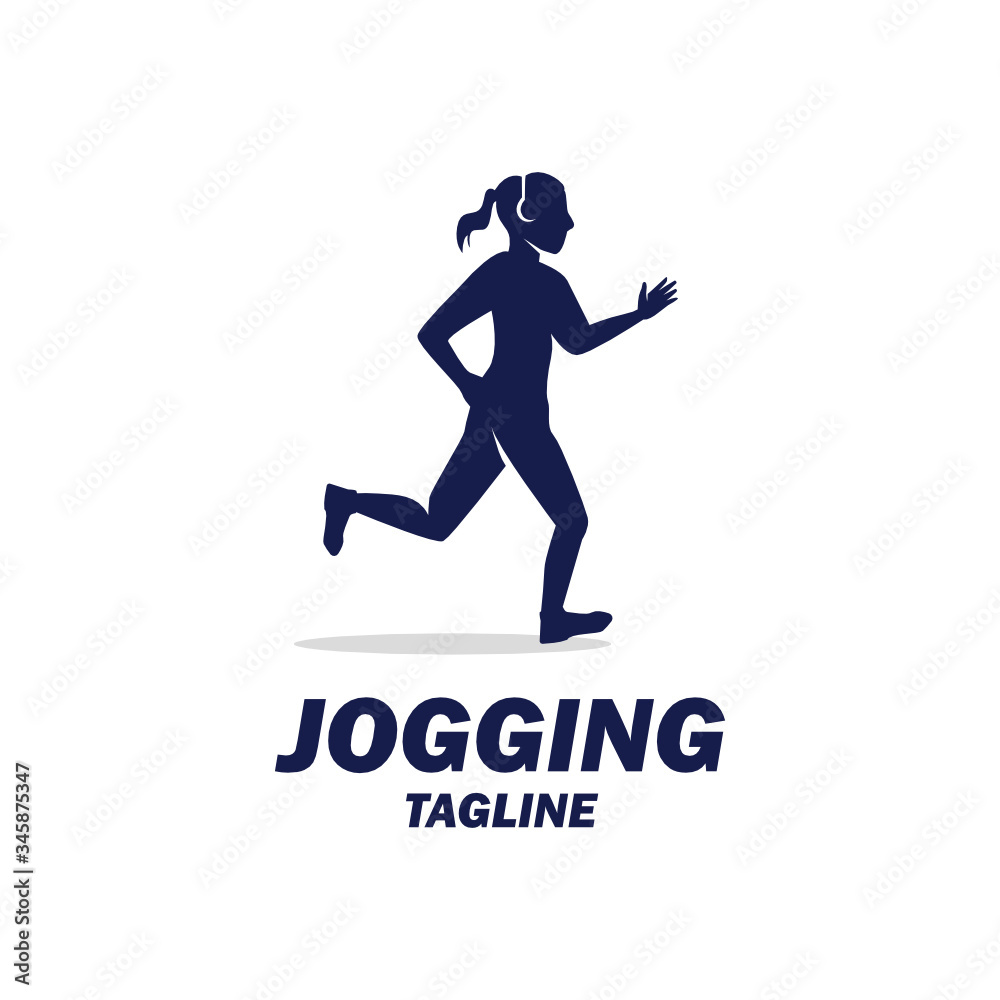 Running sprint jogging minimalist athletics logo design template vector