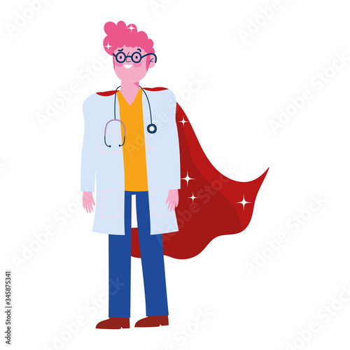 thanks doctor, physician male professional with superhero cape