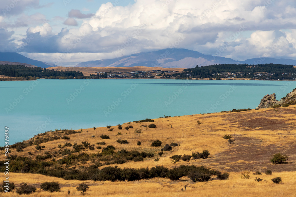 Landscape near Lake Tekapo in New Zealand.