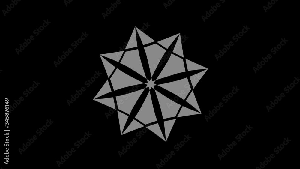 Graphic object in black and white with stroboscopic and hypnotic effect, which rotates clockwise decreasing the size from full screen to disappearing in the center, in 16: 9 video format Graphic object in black and white with stroboscopic and hypnotic effect, which rotates clockwise decreasing the size from full screen to disappearing in the center, in 16: 9 video format