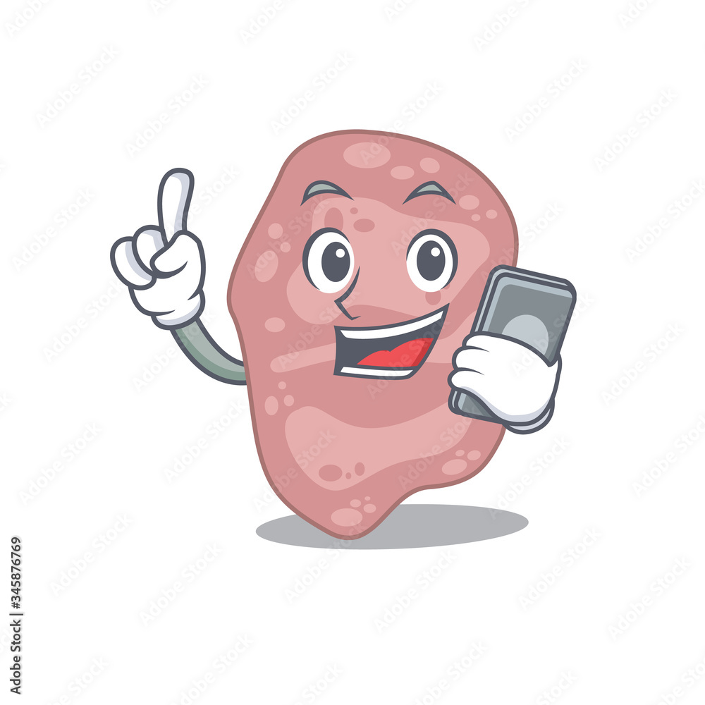 Verrucomicrobia cartoon in character speaking on phone
