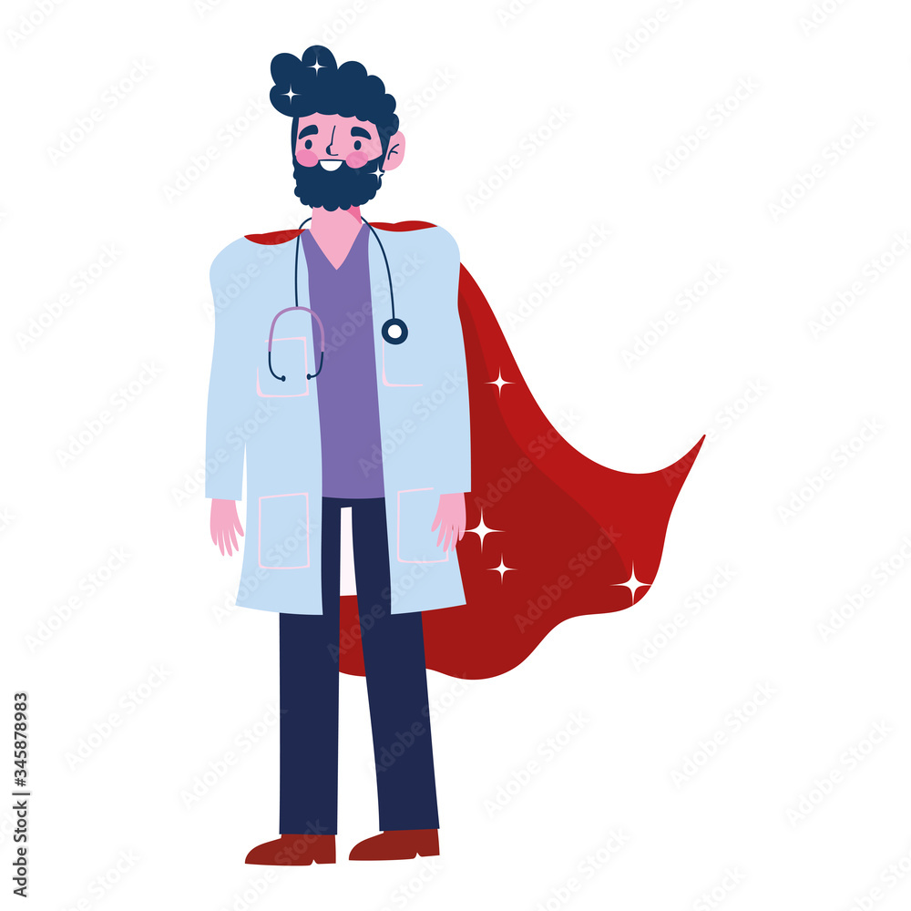 thanks doctor, physician male professional with superhero cape thanks doctor, physician male professional with superhero cape