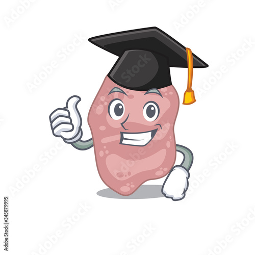 Happy face of verrucomicrobia in black graduation hat for the ceremony