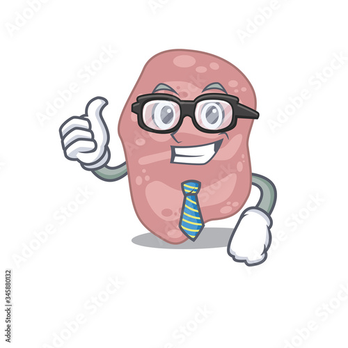 An elegant verrucomicrobia Businessman mascot design wearing glasses and tie