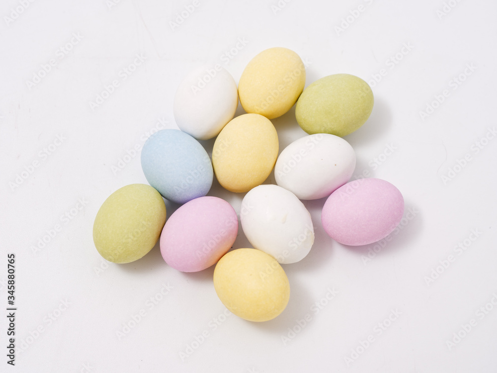 gift set of easter colored eggs on a white background gift set of easter colored eggs on a white background