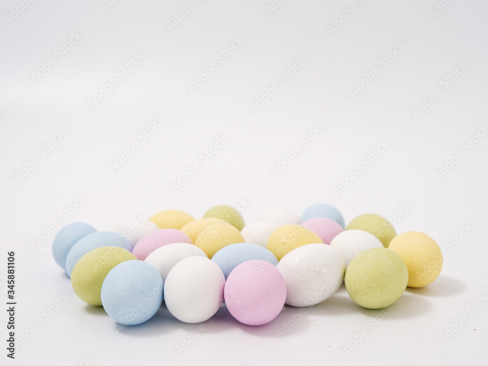 gift set of easter colored eggs on a white background gift set of easter colored eggs on a white background
