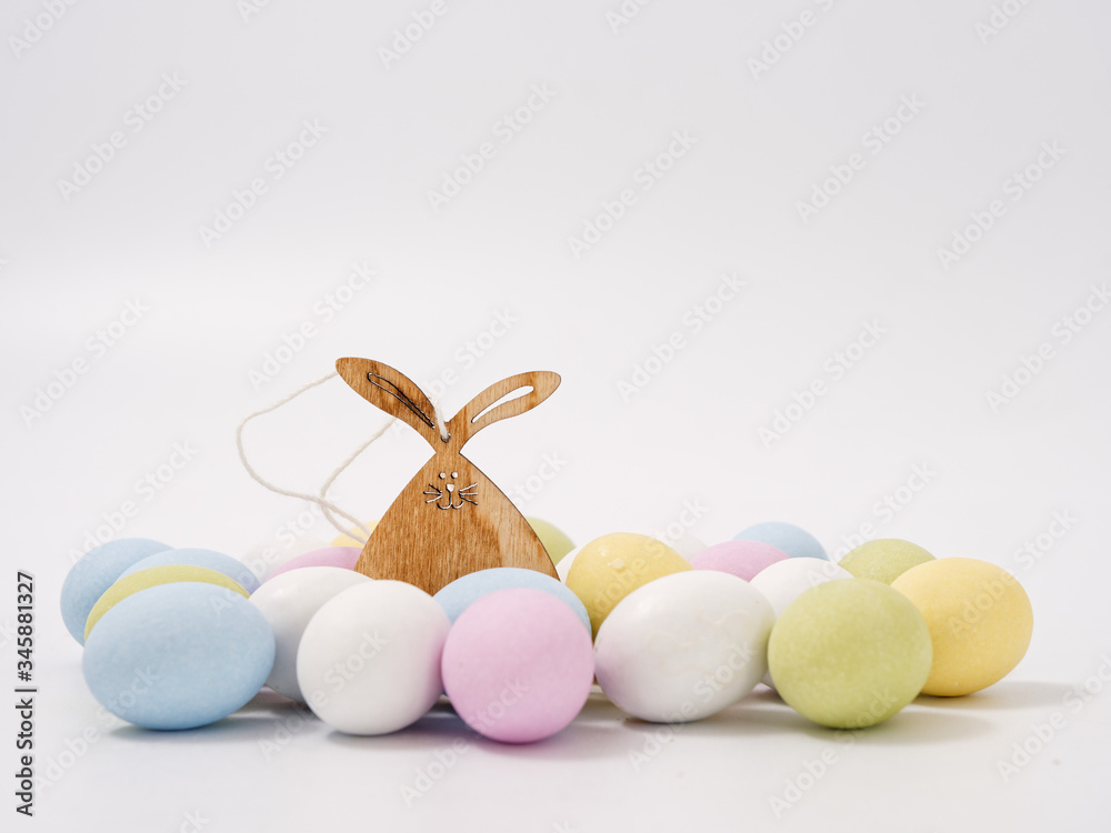 gift set of easter colored eggs on a white background