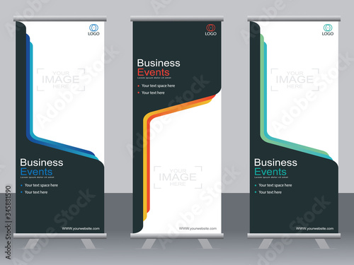 Business banner roll up set,standee banner template,Modern banner.
