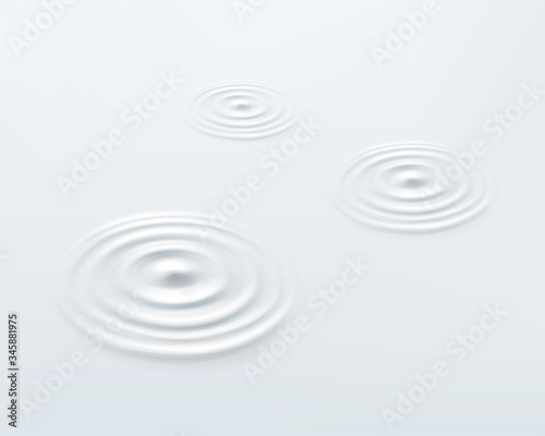 Milk circle ripple, splash water waves from drop top view on white background. Vector cosmetic cream, shampoo, milky product or yogurt swirl round texture surface template