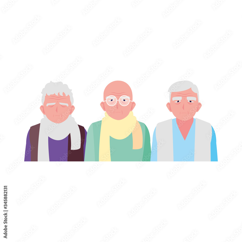 happy elderly men sharing at home