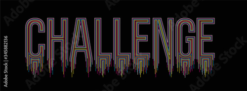 Challenge Calligraphic line art Text shopping poster vector illustration Design.