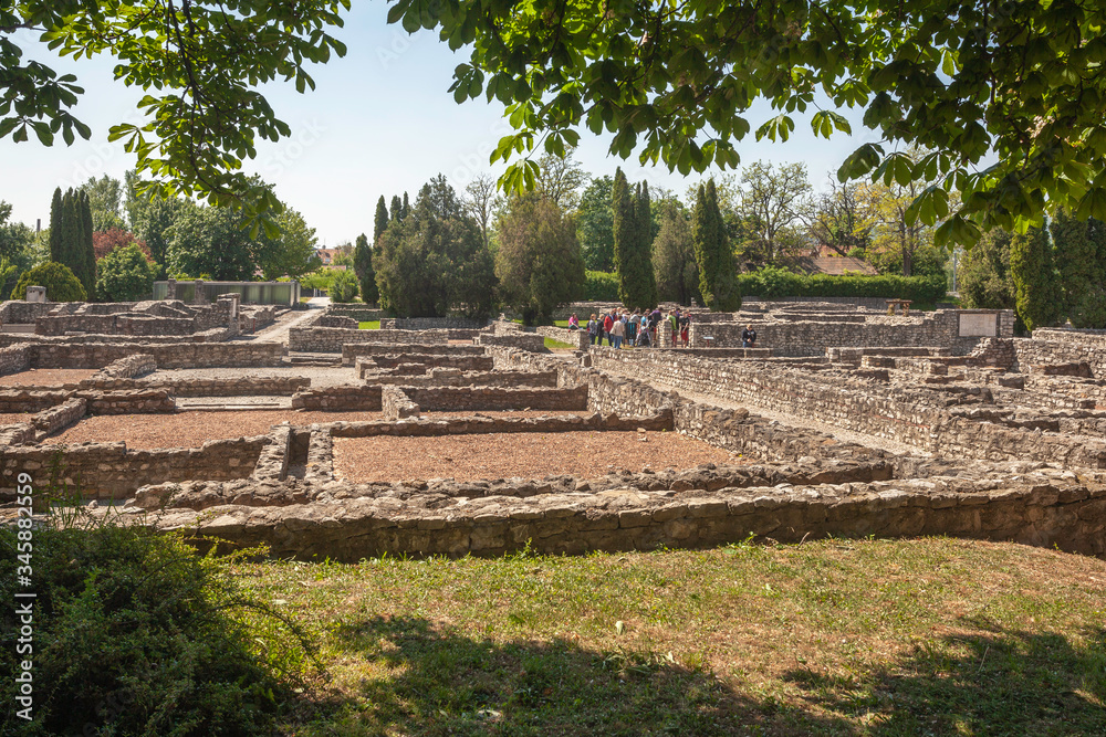 Ruins of roman town Aquincum in outskirt of Budapest, Hungary