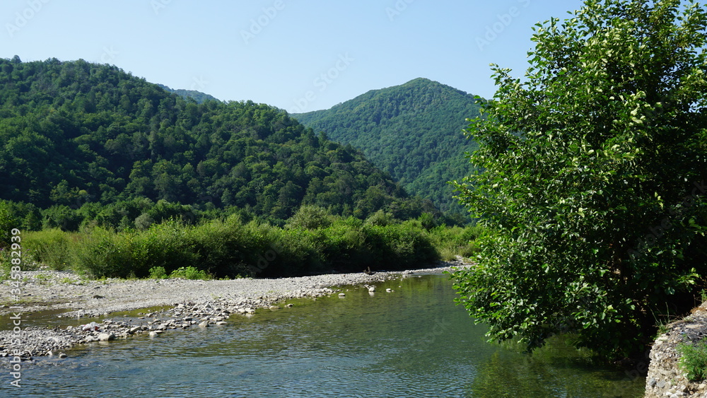 Beautiful mountain river among the hills Beautiful mountain river among the hills