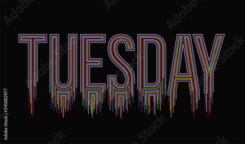 Tuesday Calligraphic line art Text shopping poster vector illustration Design.