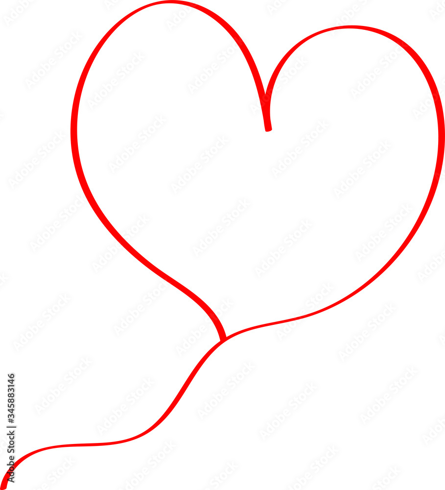 Red heart - outline drawing for an emblem or logo. Template for greeting card for Valentine's Day. Red heart - outline drawing for an emblem or logo. Template for greeting card for Valentine's Day.