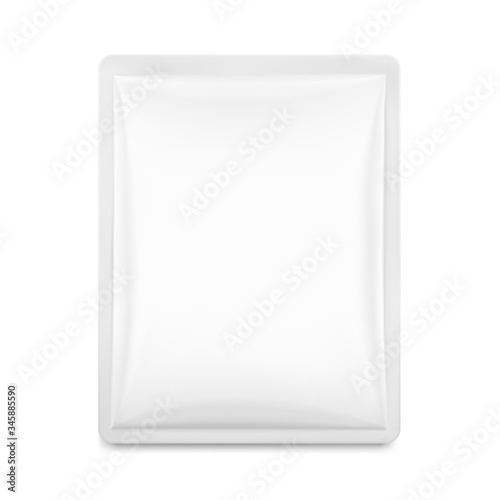 Blank sachet packaging for food, cosmetic and hygiene. Vector illustration isolated on white background. Ready for your design. EPS10. 