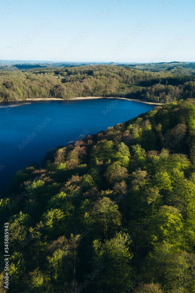 Lake in the forest from above