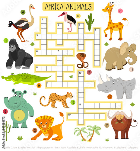 Photography African animals crossword for children