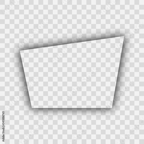 Dark transparent realistic shadow. Trapezoid shadow isolated on transparent background. Vector illustration. 