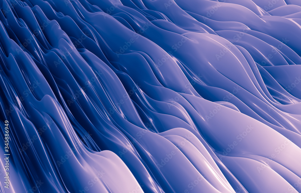 Obraz premium Abstract geometric glossy background, iridescent texture, faceted gem, wave, liquid. 3d render.