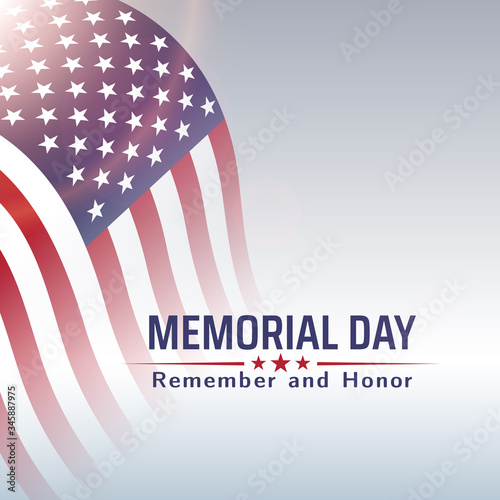Memorial Day in USA with lettering remember and honor. Holiday of memory and honor of soldiers, military personnel who died while serving in the United States Armed forces. Vector banner