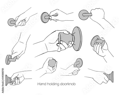 ドアノブを掴む手のイラストセット