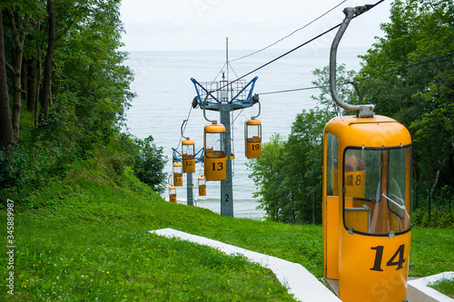 rope-way in Svetlogorsk go down to the Baltic sea photo