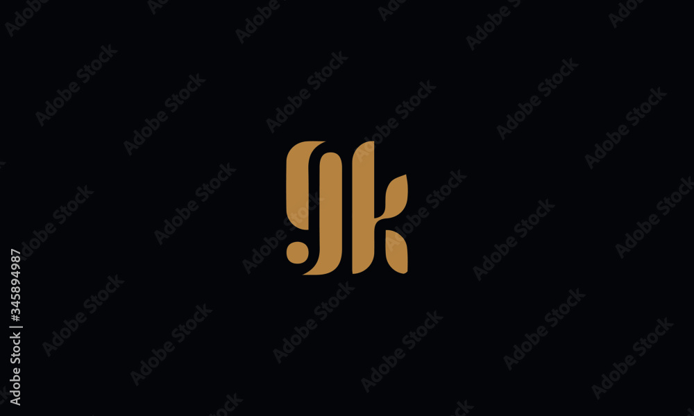 Letter GK with cuts abstract alphabet, font, text, typography, initials design in golden color with black background icon for the logo Letter GK with cuts abstract alphabet, font, text, typography, initials design in golden color with black background icon for the logo