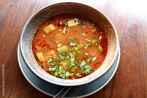 Bowl with bozbash soup