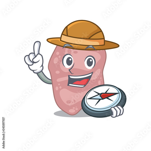 mascot design concept of verrucomicrobia explorer with a compass