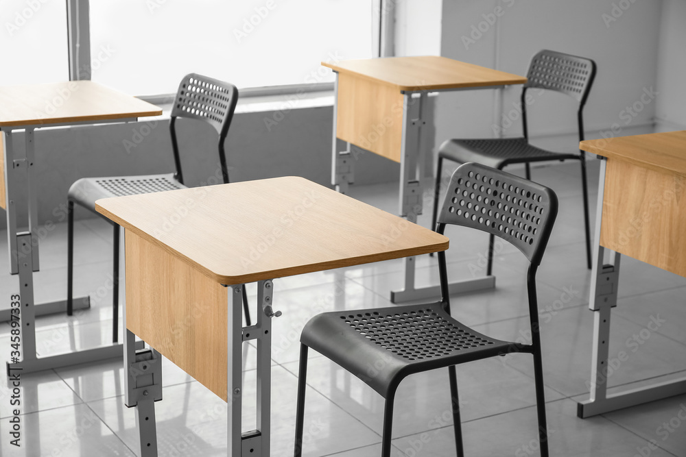 Interior of modern empty classroom