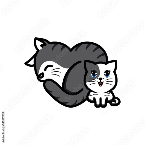 Cat logo icon vector. Cute animal cat design illustration. Simple design on modern logo.