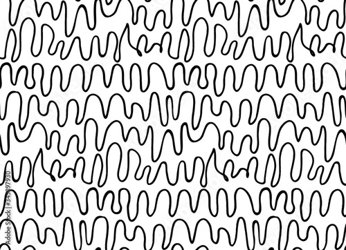 Wavy stripes seamless pattern. Shaky lines endless ornament. Horizontal doodles hand drawn texture. Simple vector black and white backdrop.