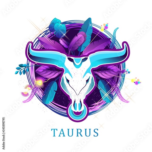 Taurus zodiac sign white background