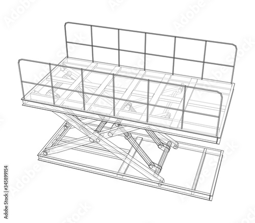 Scissors lift concept outline. Vector